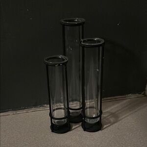 Elegant Black Glass Vase Set